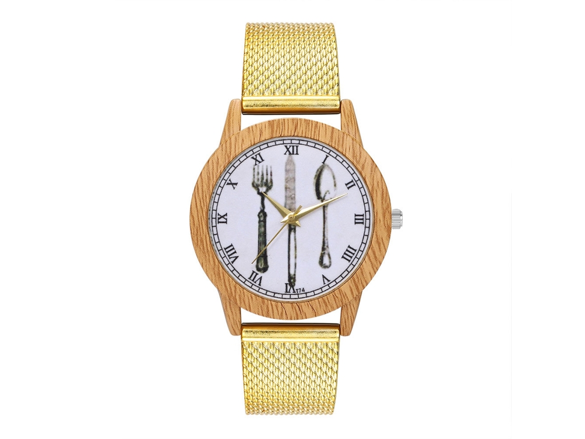 Reloj De Pulsera De Cuero Malla Zhoulianfa Para Hombre Mujer Moda Simple De Cuarzo T74-f (dorado)