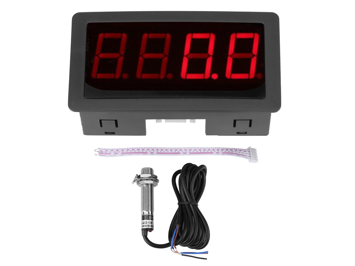 Tacómetro Digital Led Rpm Com Sensor Hall Proximidade Npn (vermelho) - Medidor De Velocidade