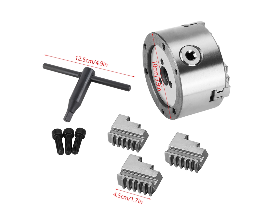 Laxiscreed Porta-mãos De Torno Em Metal Com Três Mandris Auto-centrantes E Juntas Extras