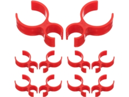 Conjunto de 10 pinos de plástico vermelho para garrafas, resistentes e leves, ideais para velas em festivais e comemorações.