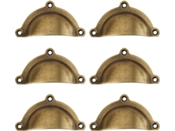 Conjunto De 6 Puxadores Retrô Em Formato Concha, Em Latão Maciço Escovado, Para Armários, Gavetas E Cômodas, Ideais Para