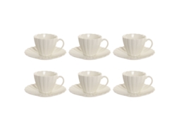 Conjunto De 6 Chávenas Com Prato Home Esprit Branco Porcelana 150 Ml