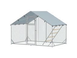 Galinheiro Aço Galvanizado S/MARCA, 3x6x2m, para 12 18 Galinhas, Teto Pe, Fechadura, Prata, para Coelhos