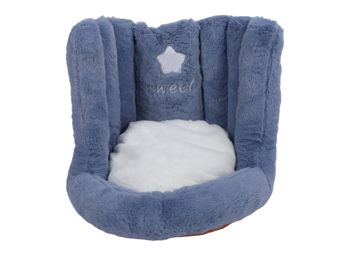 Coxim de Chão Antiderrapante com Apoio Lombar Soft Veludo para Escritório Kids Azul