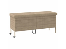 Caixa de Arrumação Jardim com Rodas Vime Pe Bege MAISON EXCLUSIVE (160x55x75 cm)