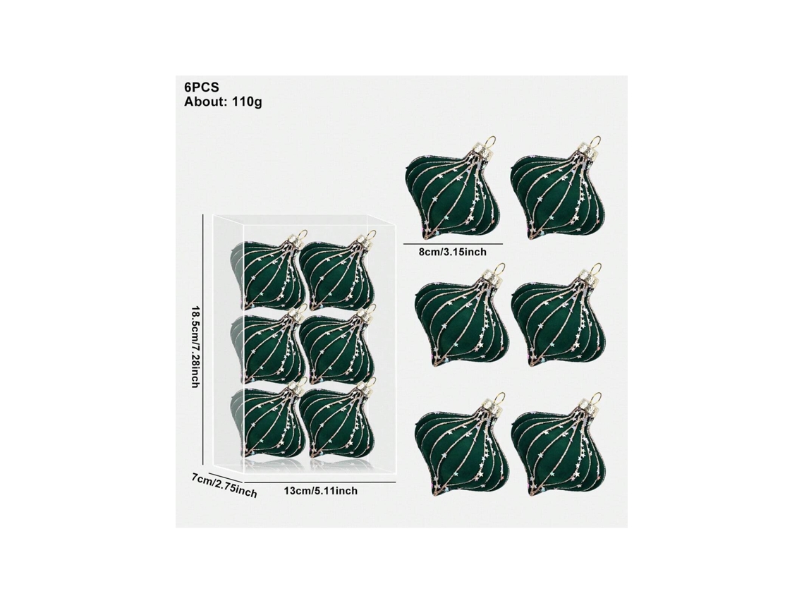 Bola De Amêndoa Pintada Flocada, 8 6pcs Bola De Amêndoa Flocada Verde Escuro Igvtrade