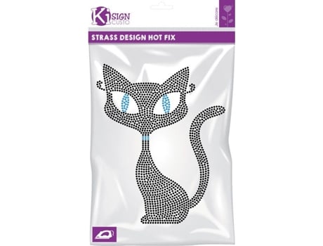 Transfer Termocolante Com Prego E Strass Gato 18,5x15 Cm Ki Sign