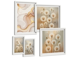 Galeria De Pinturas Murais Flores De Limão, Vista Para O Mar Moldura Branca Fotos Para O Escritório Espelharte (conjunto De 5 Imagens)
