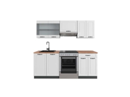 Cozinha R-Line, 200 cm, PT Carvalho, Cottage branco/antracite, Vicco
