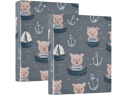 Pasta Escolar Funny Ocean Pig 1, 5-polegadas, Três Argolas Com Capa De Bolso, Pacote Com 1 2-unidades Sortidas