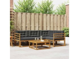 Vidaxl Conjunto De Sofás Para Exterior 5 Unid. Natural E Antracite