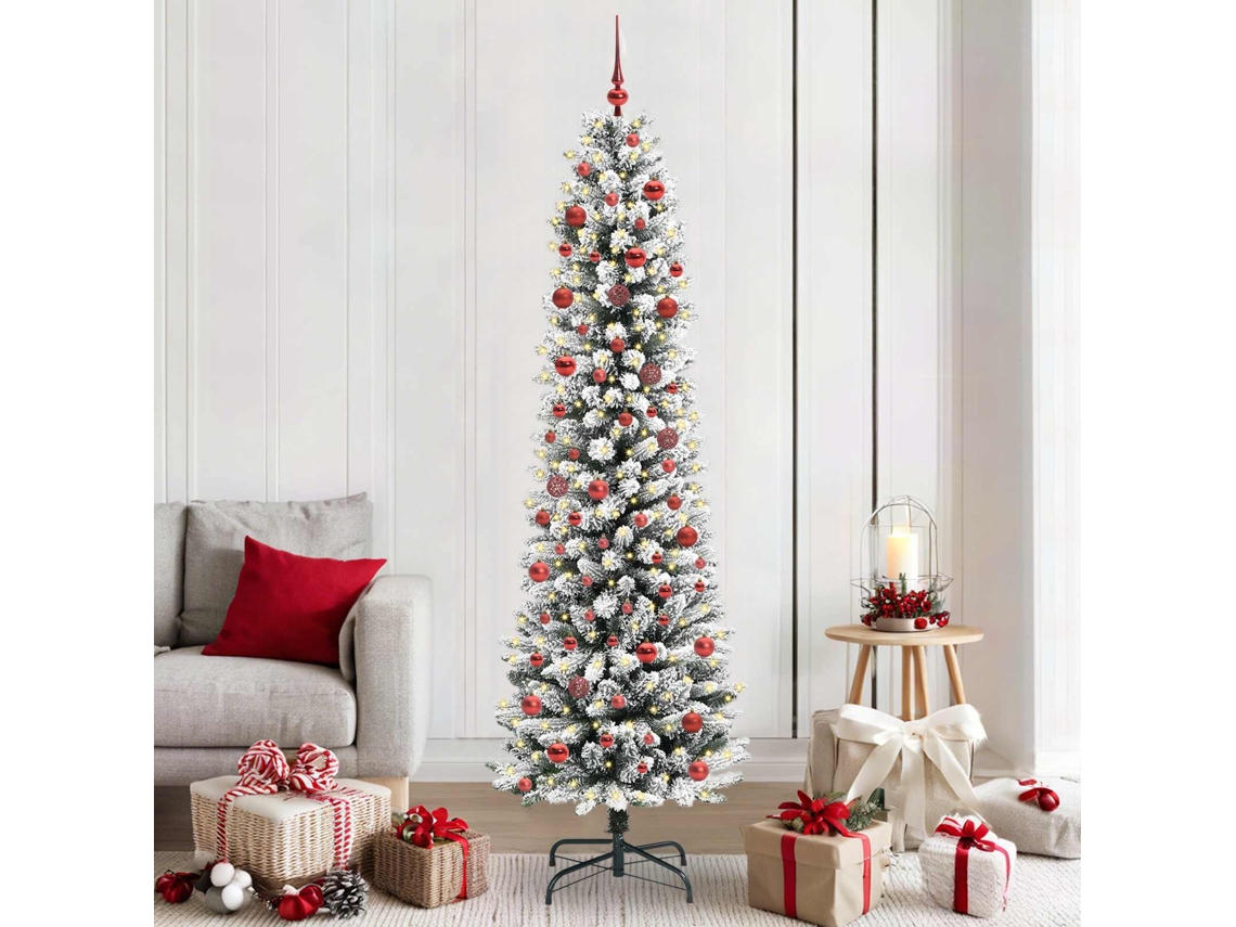 Vidaxl Árvore De Natal Artificial Branco 210 Cm Pvc, Metal E Plástico