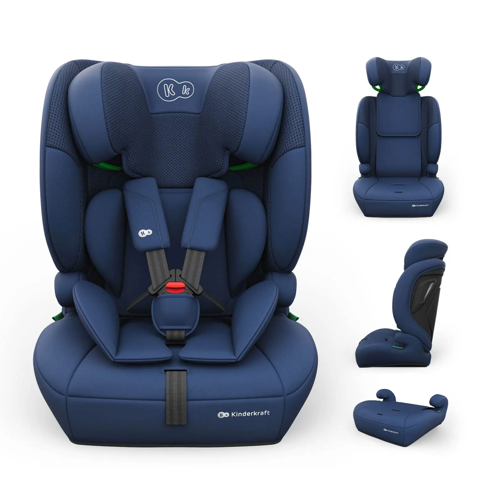 Cadeira Auto Kinderkraft COMFORT UP 2 PLUS 3 em 1 para 76–150 cm com AIR FLOW e Assento Largo Azul