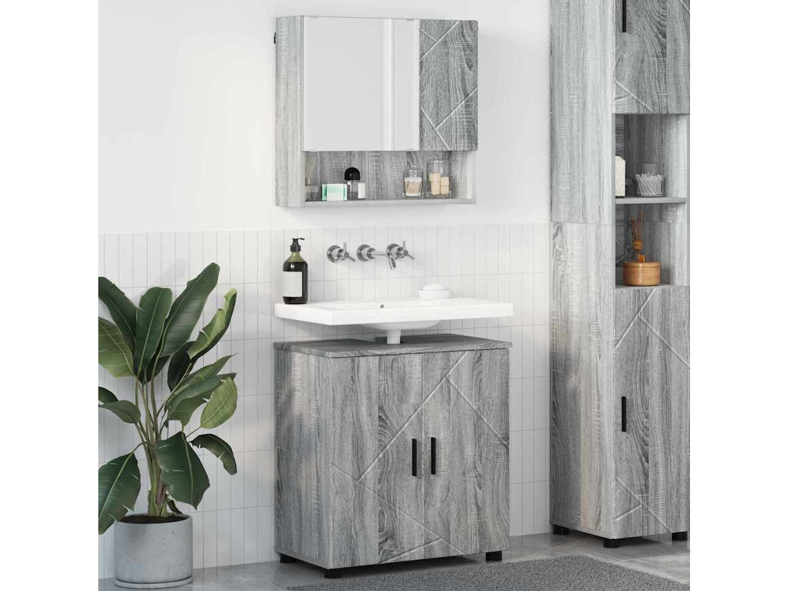 Vidaxl Conjunto De Móveis Para Banheiro 2 Unid. Cinza Sonoma