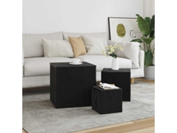 Vidaxl Mesa De Ninho 3 Unid. Carvalho Preto 45 X 45 X 45 Cm