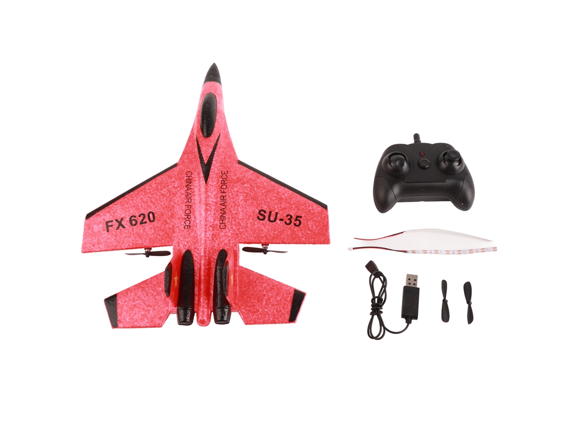 Brinquedo De Controle Remoto Para Crianças Avião De Asa Fixa Com Luzes Versão Vermelha Outdoor