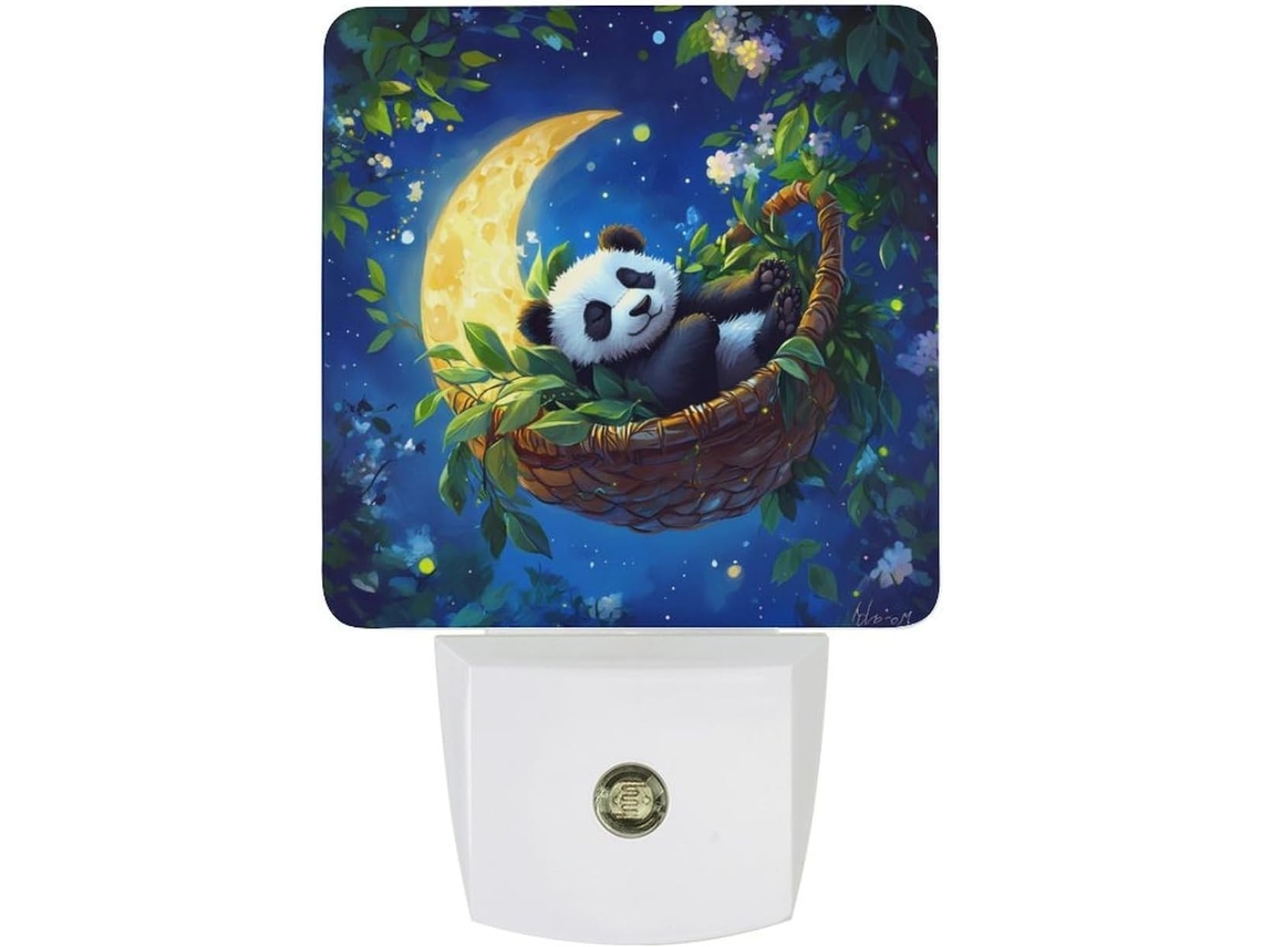 Luminária noturna Tomada Panda com LED e sensor crepuscular