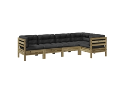 Maison Exclusive - 5 Pcs Conjunto Sofás De Jardim C/ Almofadões Pinho Impregnado
