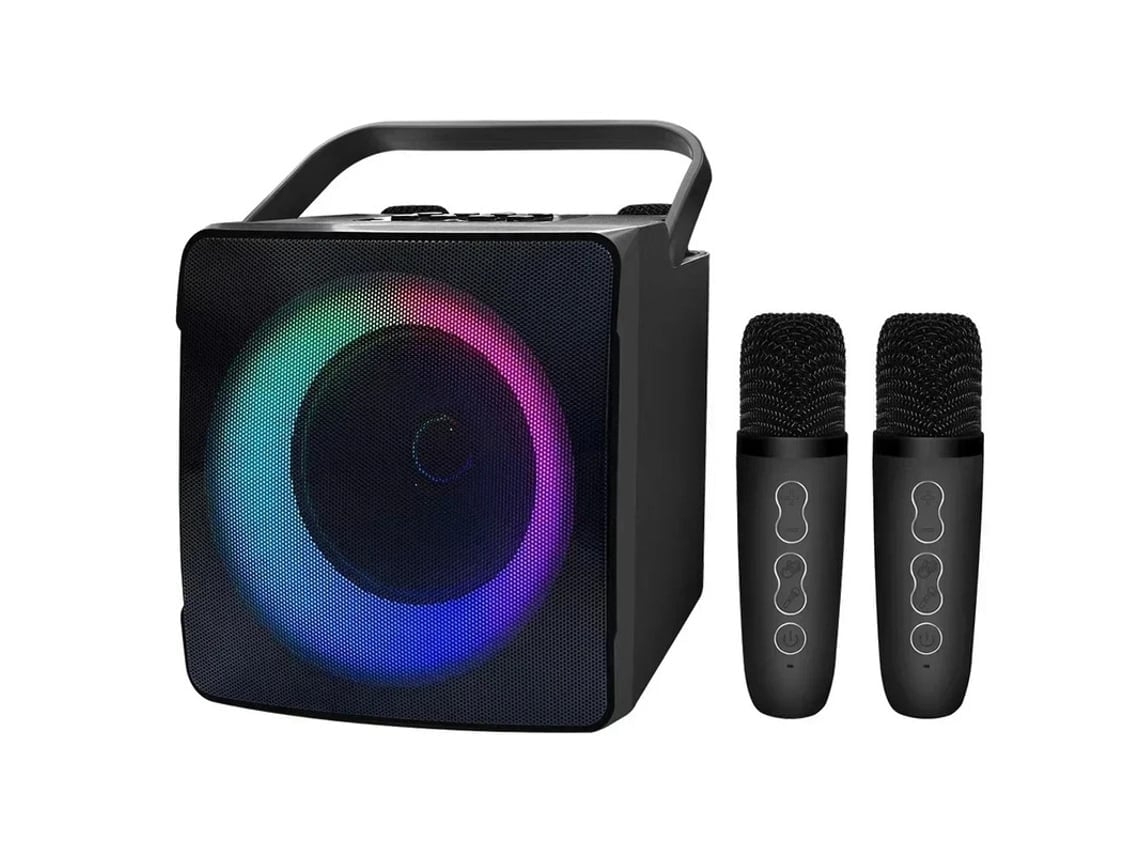 Máquina de Karaokê com microfones STELASPLEN e luzes LED RGB, compatível com colunas Bluetooth