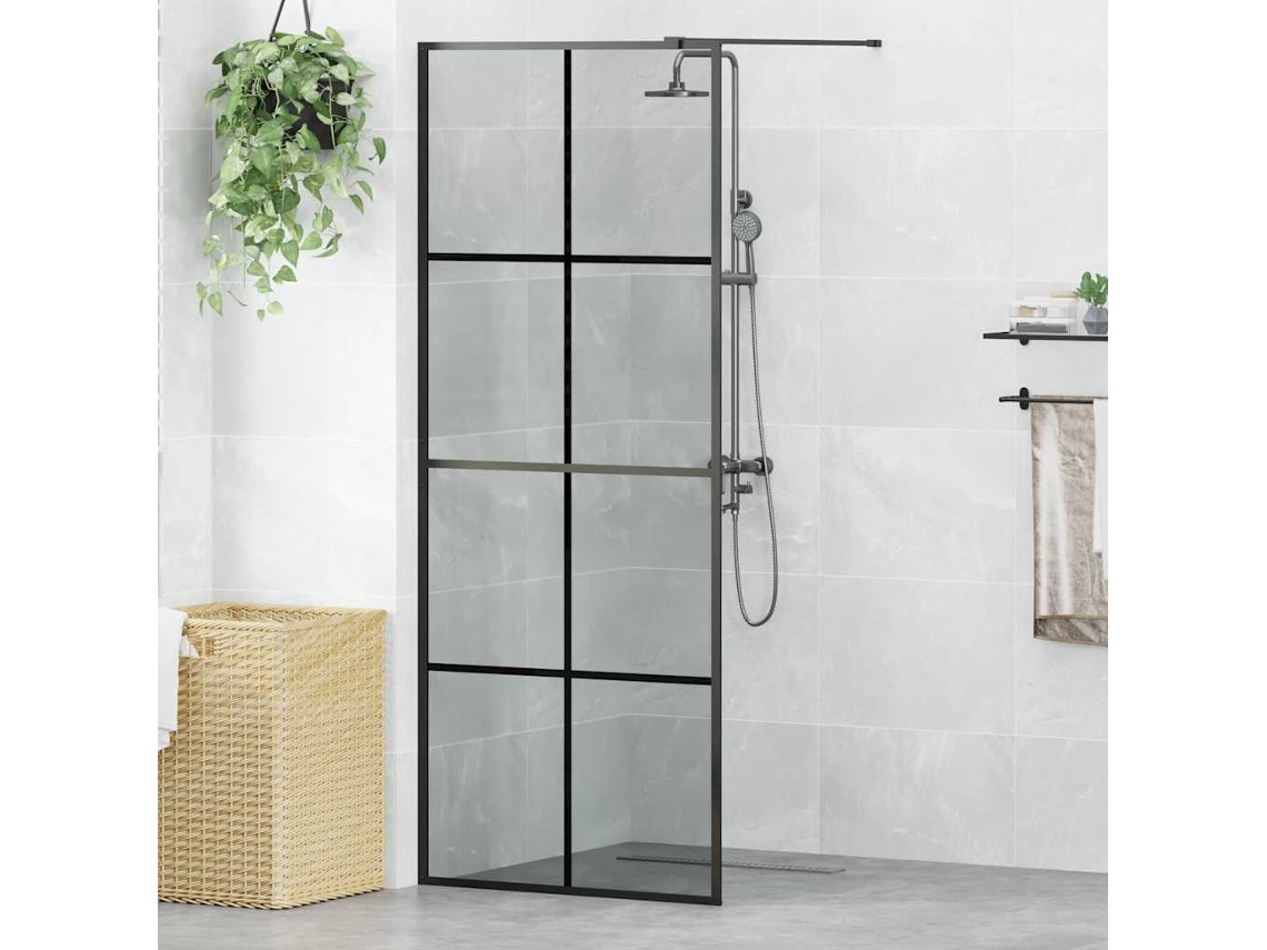 Vidaxl Parede De Chuveiro Walk-in Preto 80 X 195 Cm Vidro Temperado