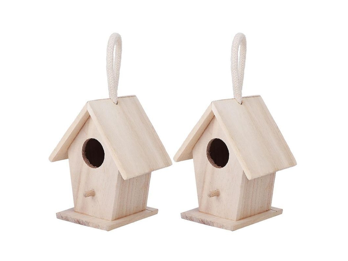 2 Cajas Nido De Madera Colgantes Para Aves, Decoración Jardin Patio Exterior, Refugio Seguro Pájaro