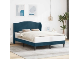 Vidaxl Estrutura Da Cama Com Cabeceira Azul 120 X 200 Cm Veludo
