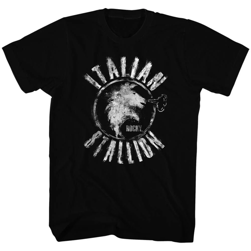 Unisex Adult T-shirt Rockinstone Rocky Movie Chalk Stallion Black Sizes