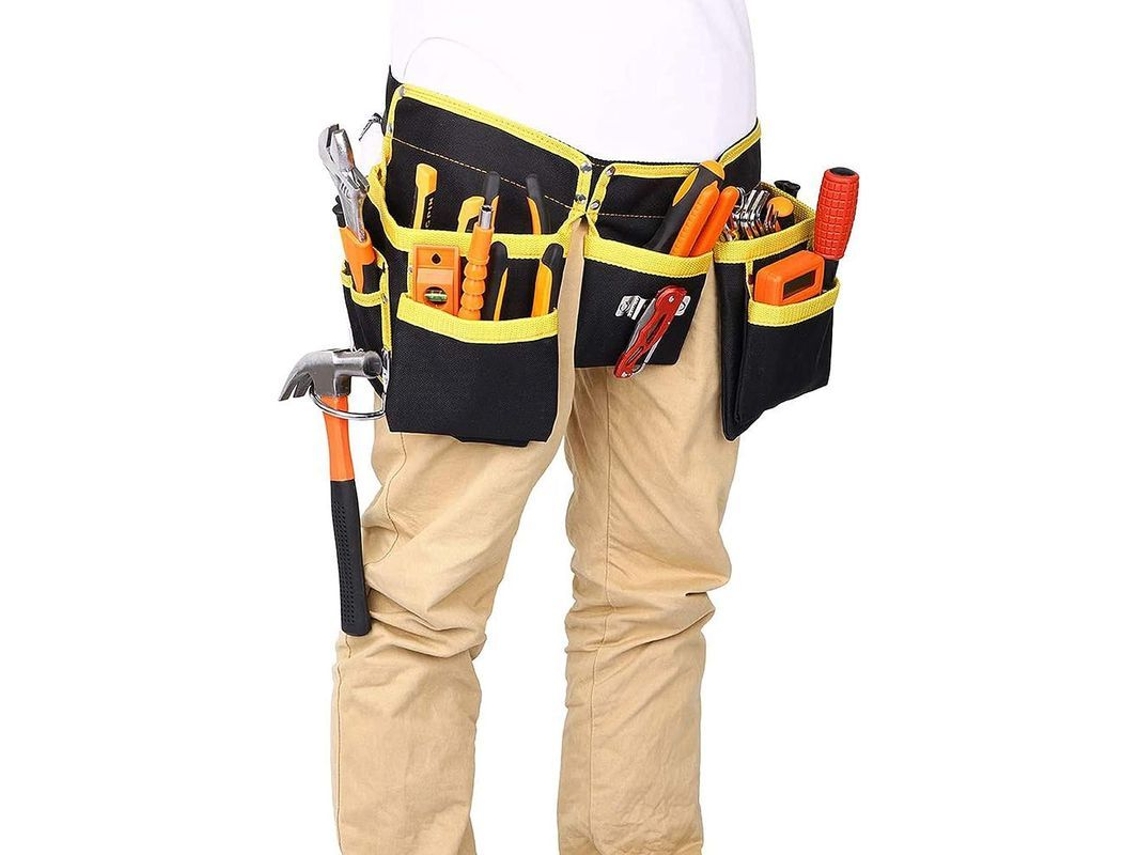 Cinturón De Ferramentas Com 11 Bolsos, Tela Oxford Impermeável, Correias Ajustáveis Para Eletricistas, Carpinteiros E Construções