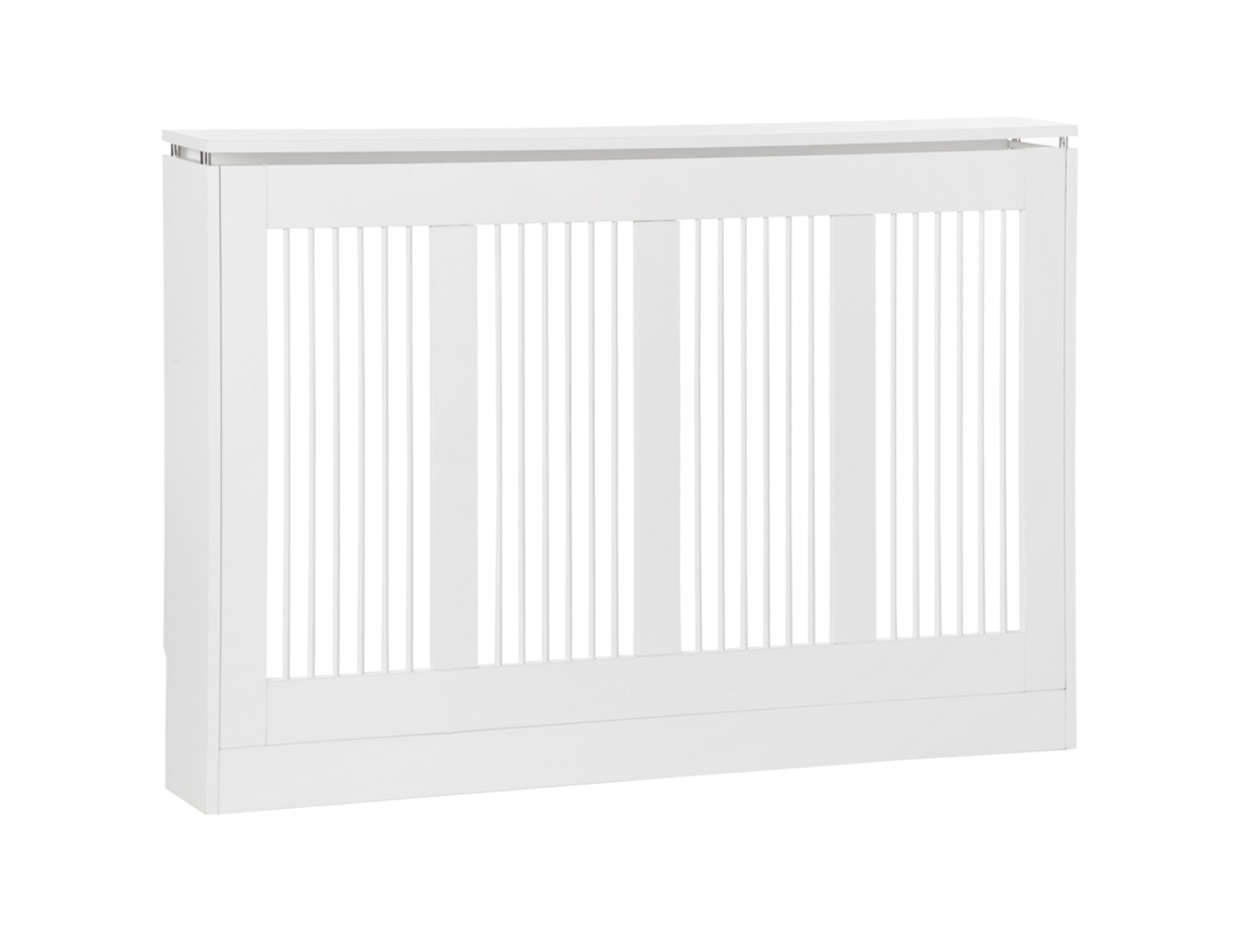 Tampa de radiador moderna, ripas, MDF e aço, 120x18x84cm Branco S/MARCA
