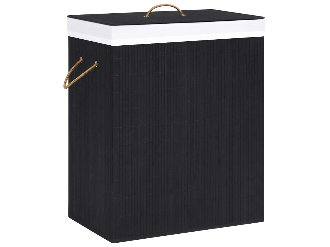 Vidaxl Cesto Para Roupa Suja C/ Secção Única 83 L Bambu Preto