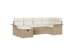 Conjunto 6 Sofá De Jardim Vidaxl Preto Vime Pe (242,5 X 132,5 X 85 Cm)