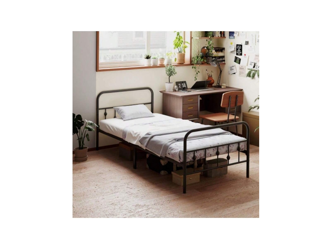 Estrutura De Cama Para Colchão 200 X 90 Cm, Estrutura De Cama Dobrável, Cama De Metal De 82,5 Cm De Altura, Cama Com Estrutura De Metal Feita De Met