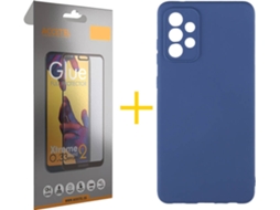 Capa e Película de Vidro Full Samsung A72 5G ACCETEL Silicone Líquido Azul