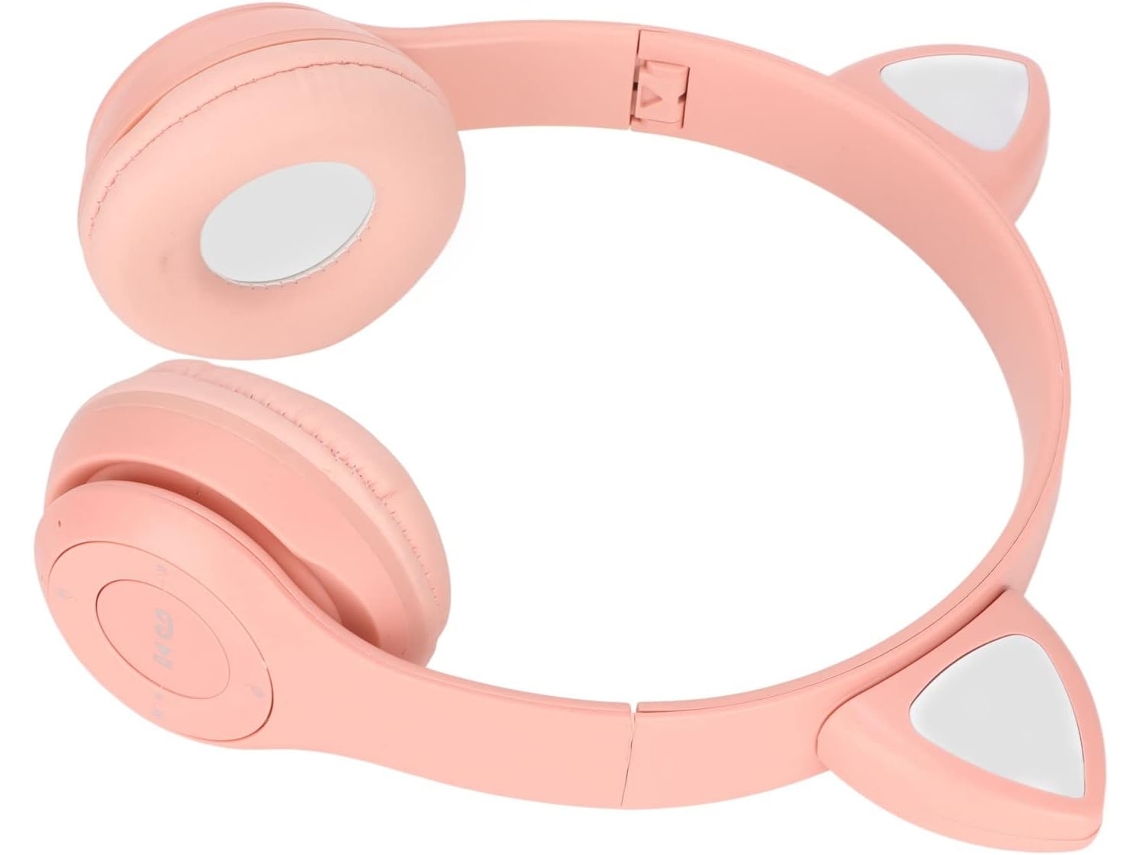 Fone De Ouvido Bluetooth Alomejor Com Orelhas Gato, Fofo, Dobrável, Sem Fio, Para Crianças, Com Luz Led E Suporte Para