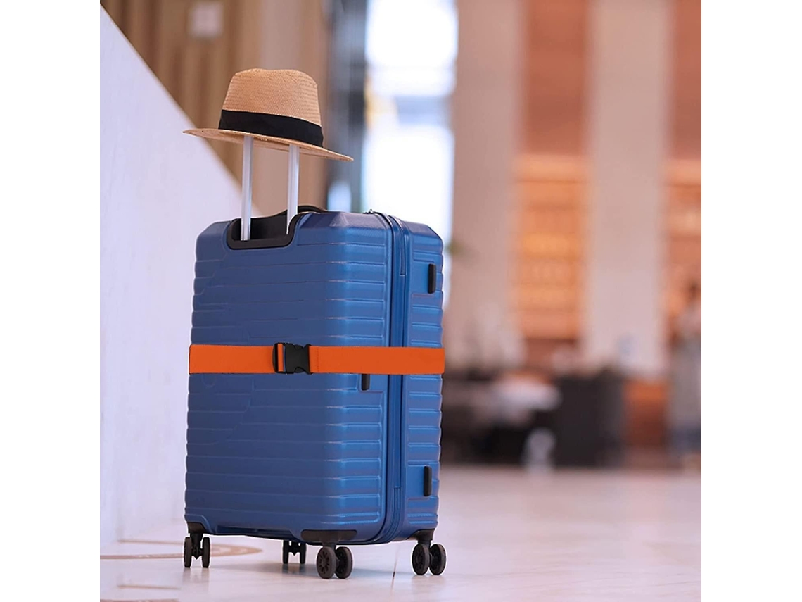 Correia De Bagagem Ajustável Para Mala De Viagem, Com Fivela Resistente, Conjunto De 2 Peças, 4-74 Polegadas, Laranja Elysve