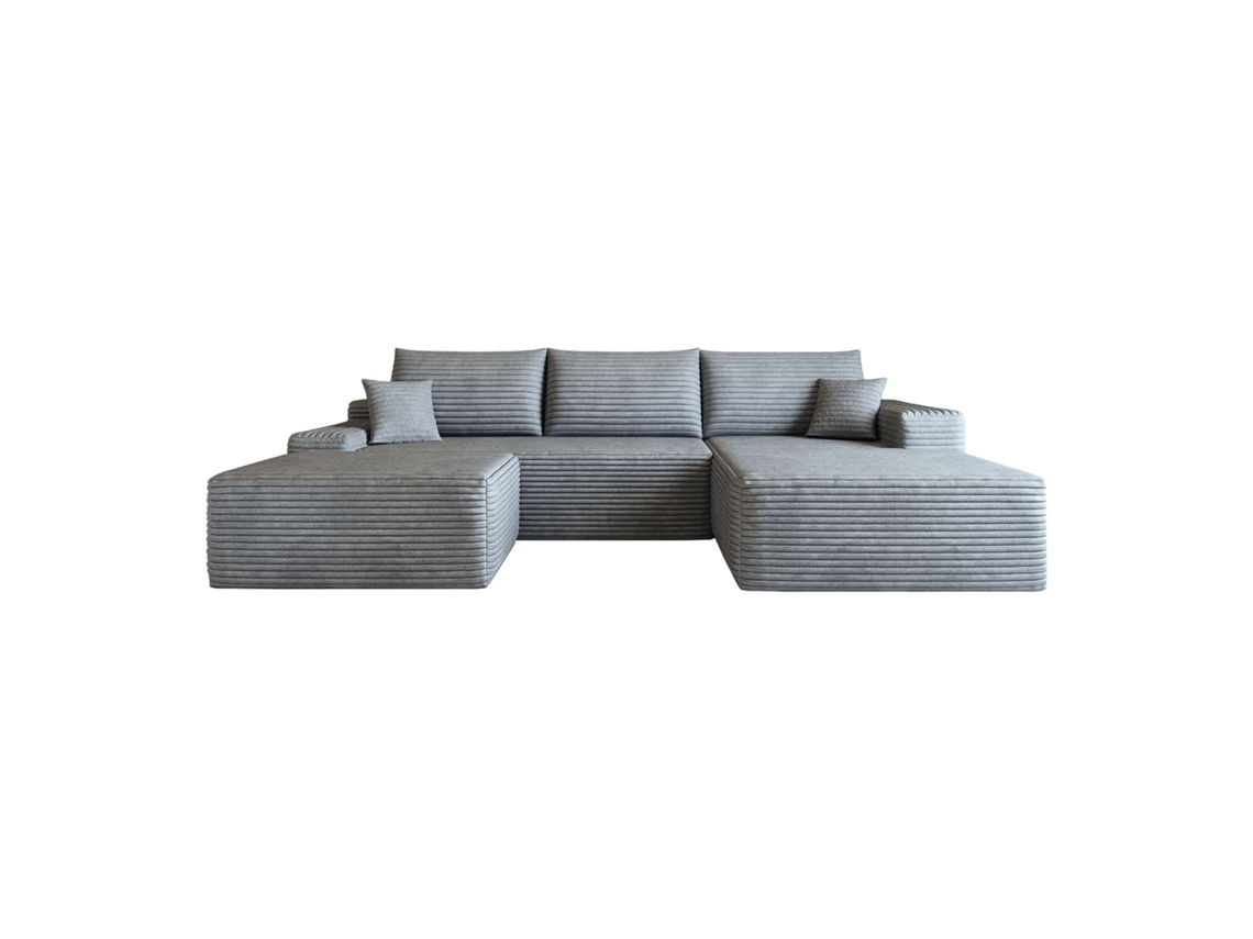 Sofá Modular De Canto De 270 Cm - Chaise Longue Em L, Assento Profundo, Modular Sem Montagem - Cinzento