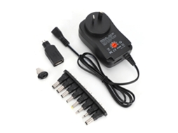Adaptador de Corriente de 30 W Con Voltaje Ajustable de 3 a 12 V Y 2,1 A, Y 9 Conectores Cc para Led, Portátiles Y Routers.