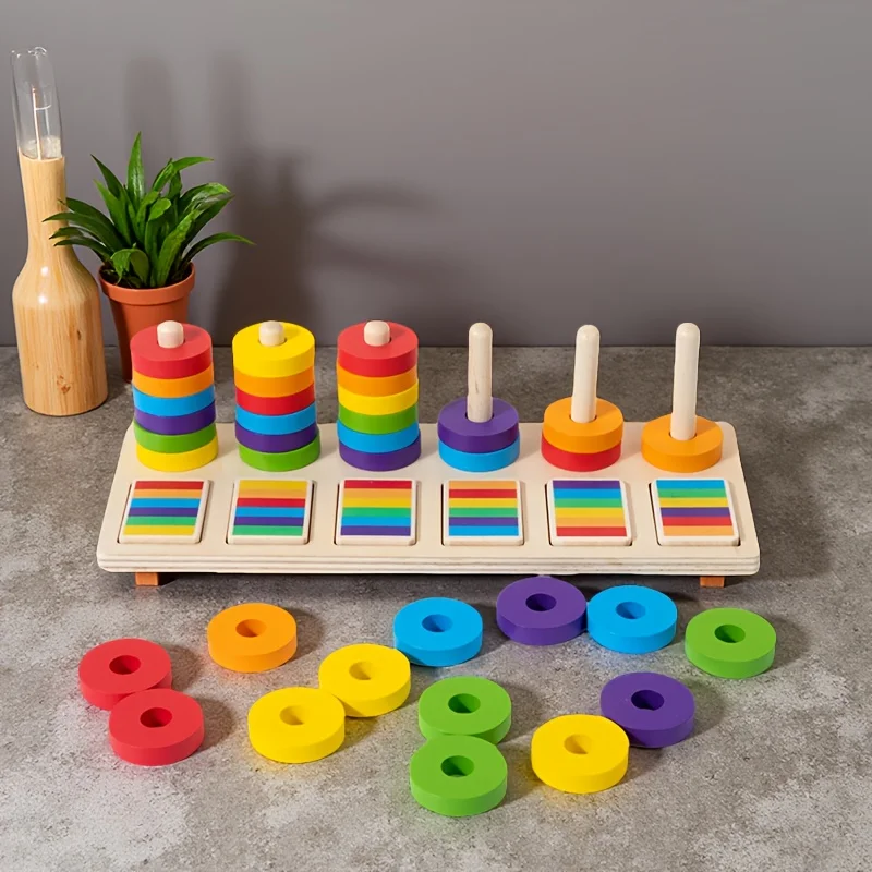 Brinquedos De Empilhar Com Cores Correspondentes Podem Aprimorar A Coordenação Motora E A Capacidade De Reconhecimento De Cores Das Crianças.