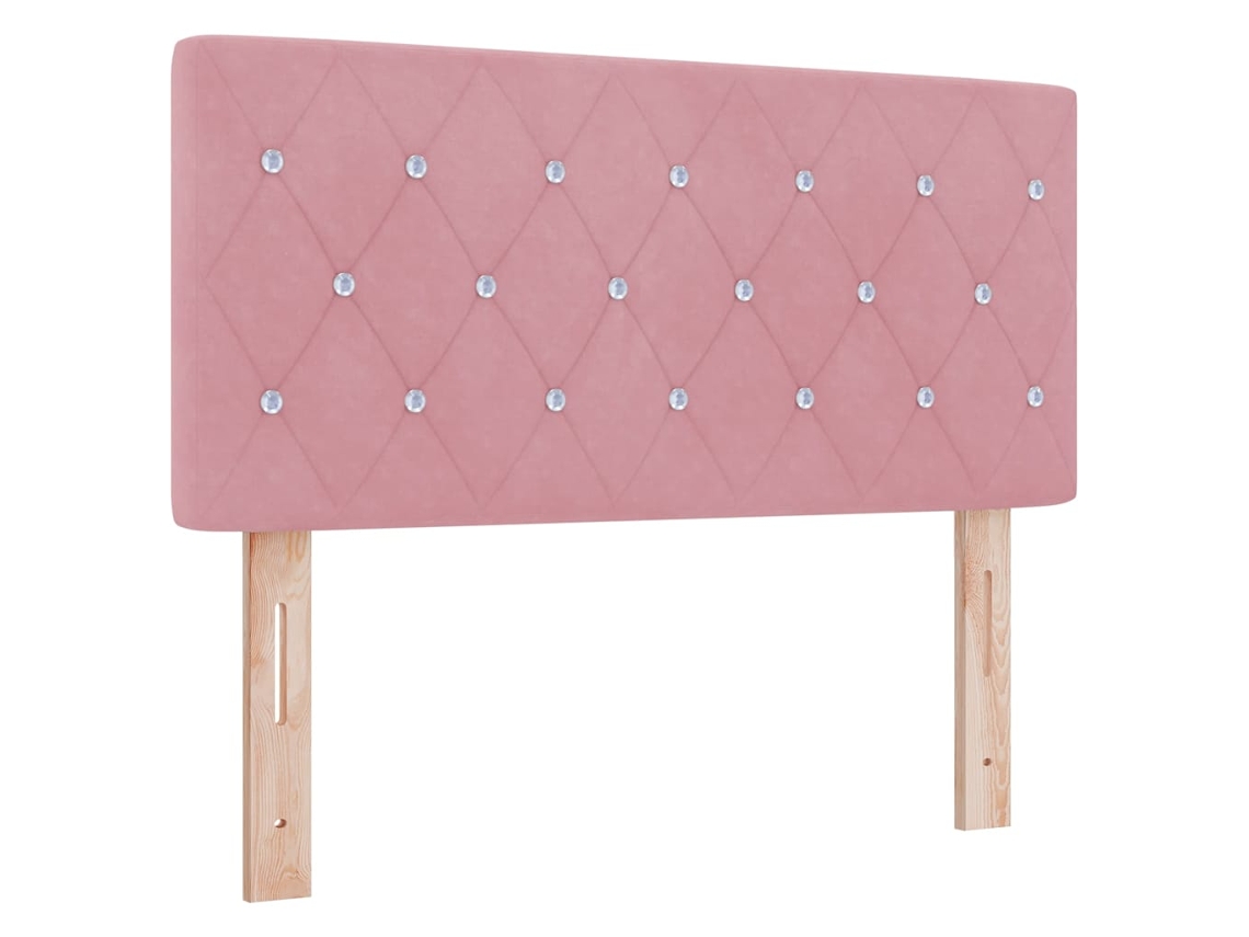 Cabeceira | Painel De Cama Led Com Luzes De Tira Led Rosa 100 Cm Poliéster