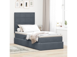Vidaxl Cama Com Arrumação E Colchão Cinza Escuro 100 X 200 Cm Veludo