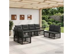 Vidaxl Conjunto De Sofás Para Exterior 8 Pcs Preto E Cinza Escuro