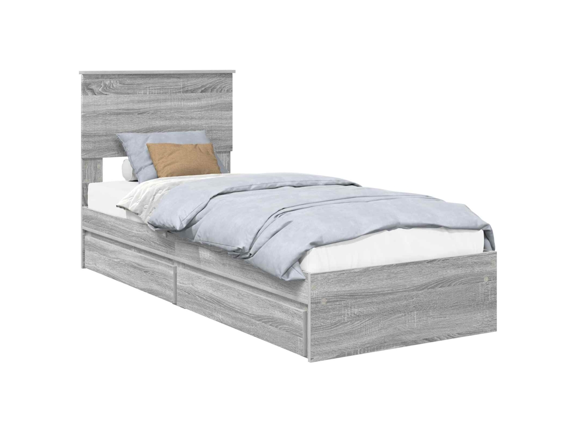 Cama com Armazenamento Cinza Sonoma 75x190 cm MAISON EXCLUSIVE