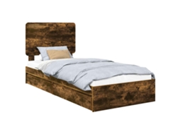 Cama com Armazenamento Carvalho Defumado 100 X 200 Cm MAISON EXCLUSIVE