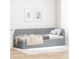 Vidaxl Estrutura De Cama De Canto Cinzento-claro 80 X 200 Cm Tecido