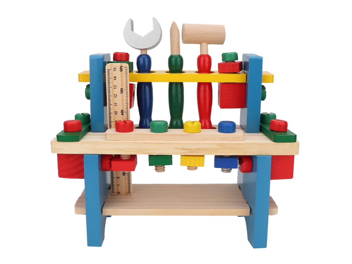 Brinquedo Educativo De Montagem Mesa De Ferramentas Para Crianças 3 Anos+ Madeira Segura