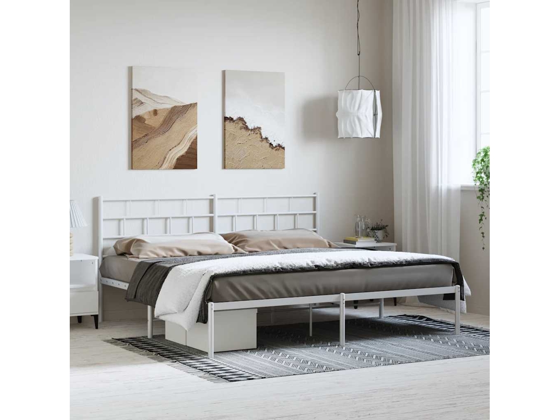 Vidaxl Estrutura De Cama Com Cabeceira 183x213 Cm Metal Branco