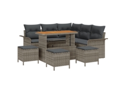Conjunto 9 Sofá De Jardim Vidaxl Cinzento Vime Pe (110 X 55 X 71 Cm)