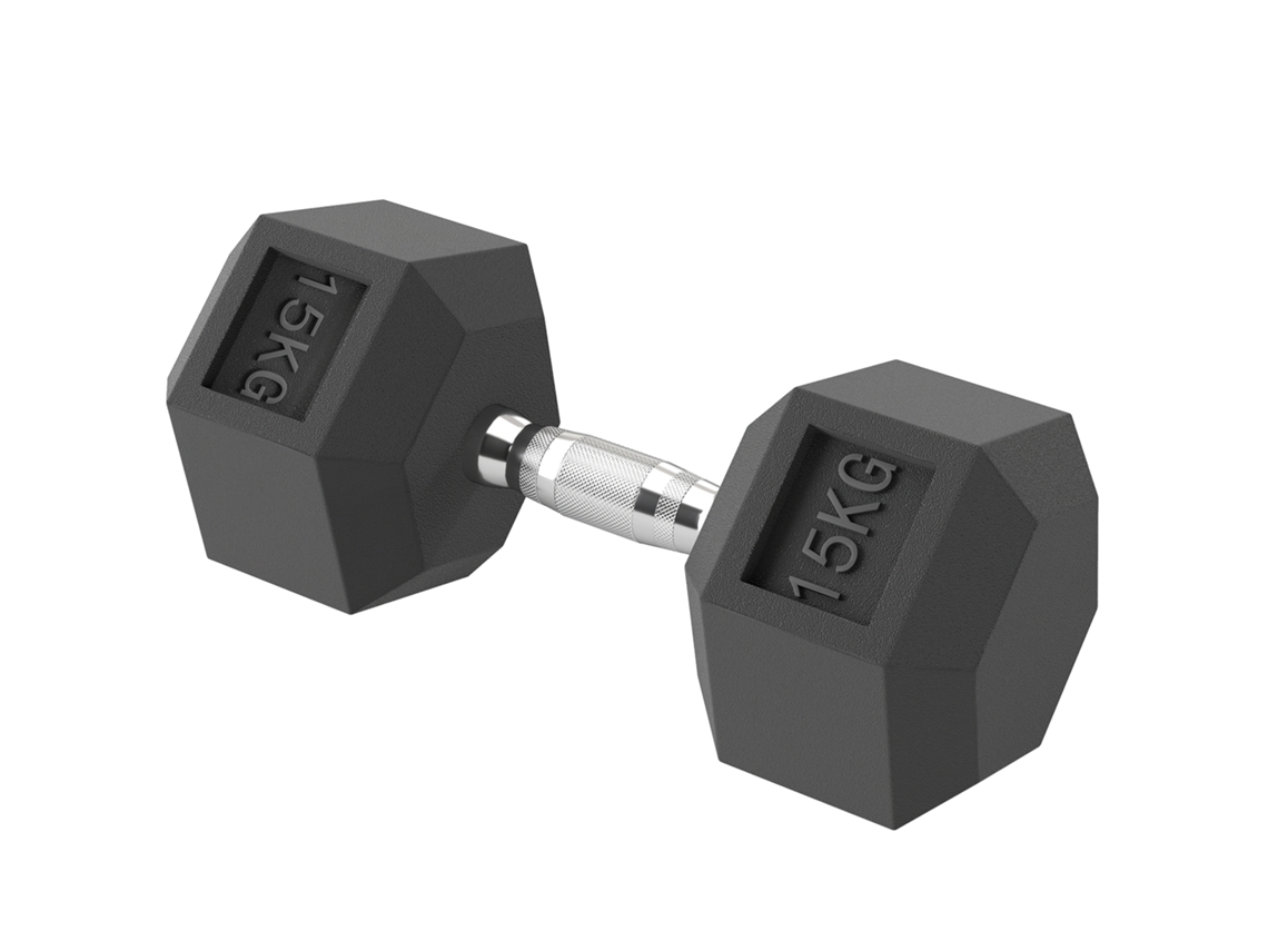 Haltere com pega serrilhada, ferro fundido, 15kg, preto BTFORUS