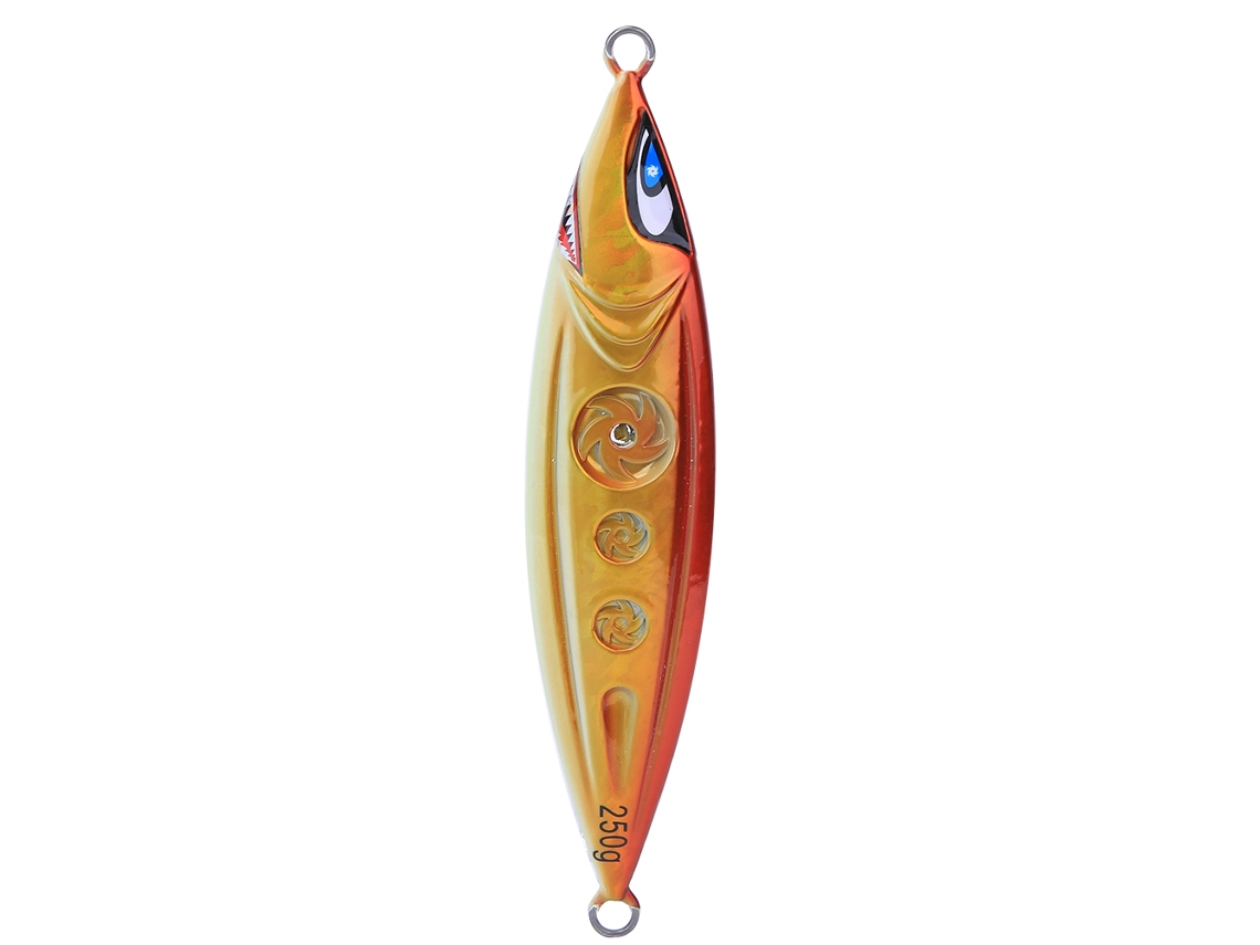 Iron Plate Lure (3d Luminous Slow Jigging Hollow Out) Boat Fishing Artificial Bait Lead Fish Bait Amberjack Spanish Mackerel Lure 250g 02 Red