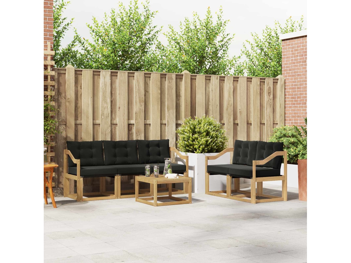 Vidaxl Conjunto De Sofás Para Exterior 6 Pcs Branco E Preto